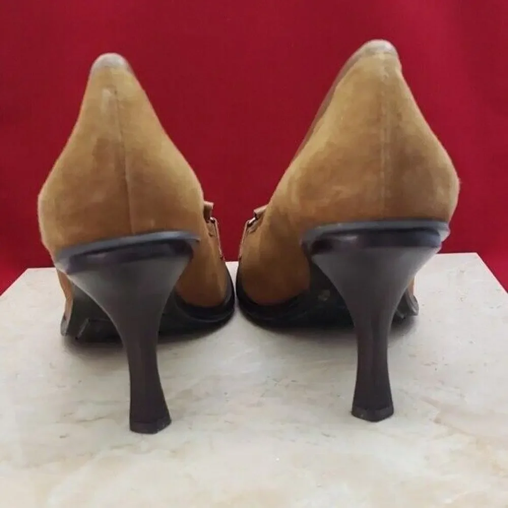 Gianni Bini Tan Suede Pumps Heels- Cowgirl Western Theme -  Size 9.5
